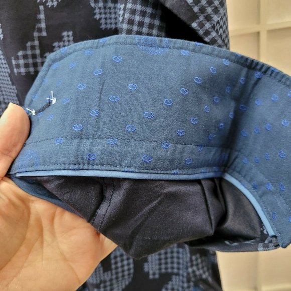 Visconti Black Shirt Men's Sz Small Navy Blue Houndstooth Camouflage Shapes NWT - Picture 6 of 11